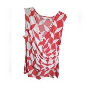New York & Company Coral & White  Top